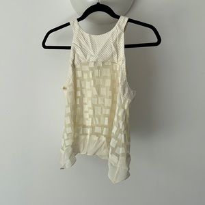 Walter Baker Silk/Faux Suede Blouse - Size S - Cream